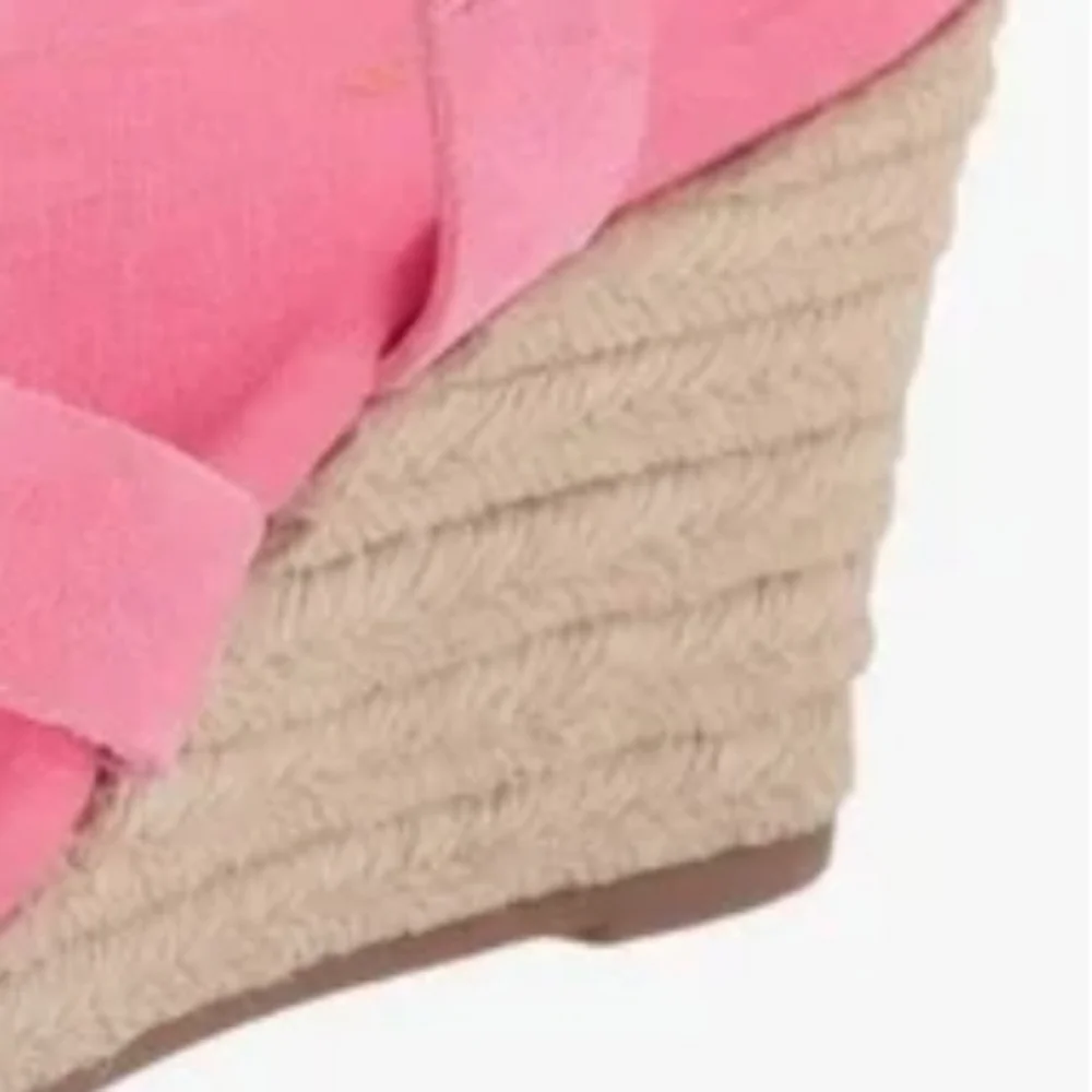 Pink Women's Wedge Sandals - Casual Strappy Slingback - Picture 4 of 6